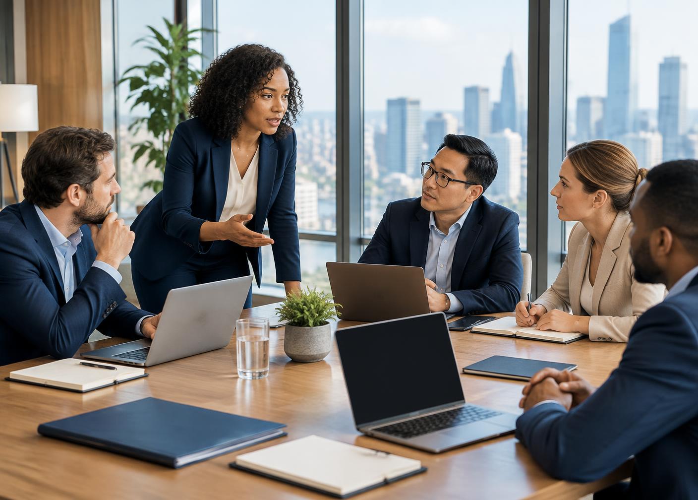 Équipe de conseillers en réunion de travail